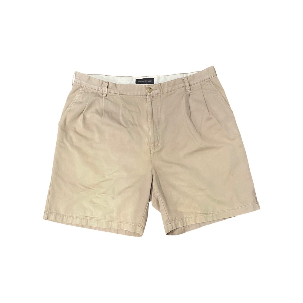 Banana Republic Mens 40 Beige Shorts Casual Pleated 100% Cotton Khaki